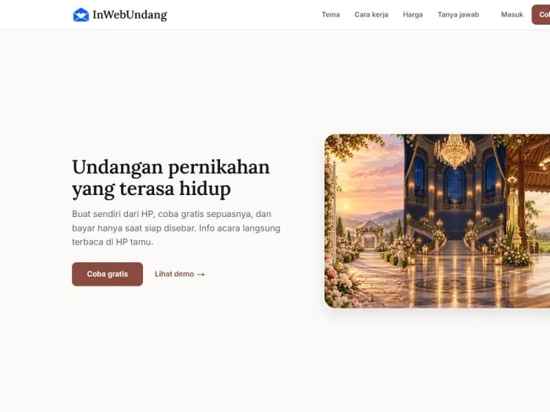 Tampilan produk undangan pernikahan digital InWebUndang